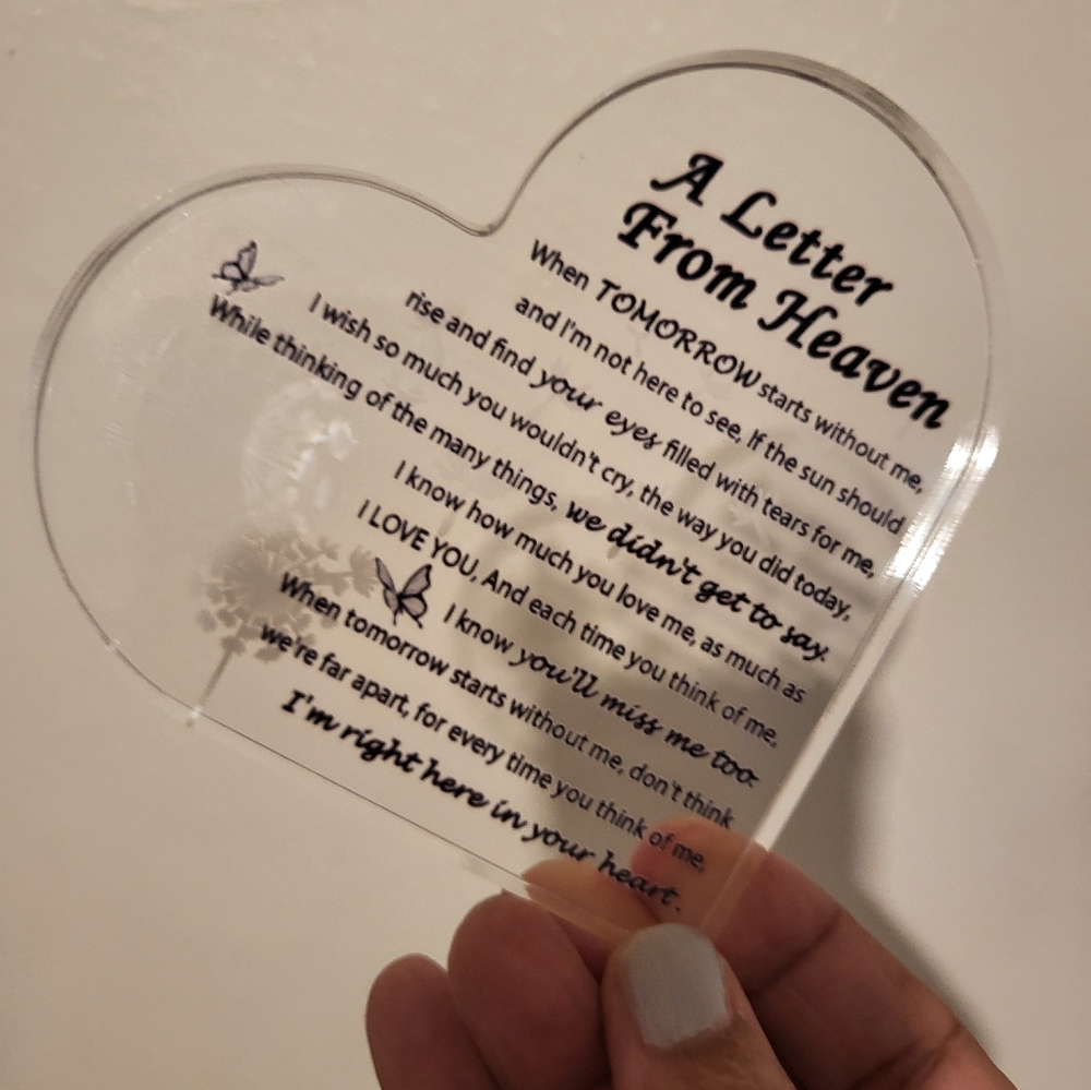 Heartfelt Memorial Plaque NWT A LETTER FROM HEAVEN
